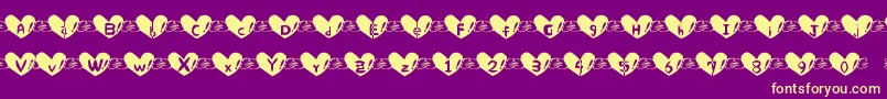 Fonte Heart Font – fontes amarelas em um fundo roxo