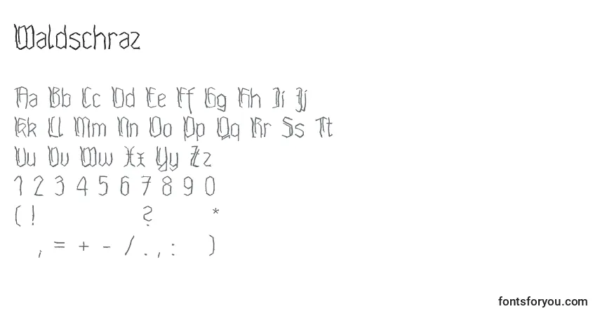 A fonte Waldschraz – alfabeto, números, caracteres especiais