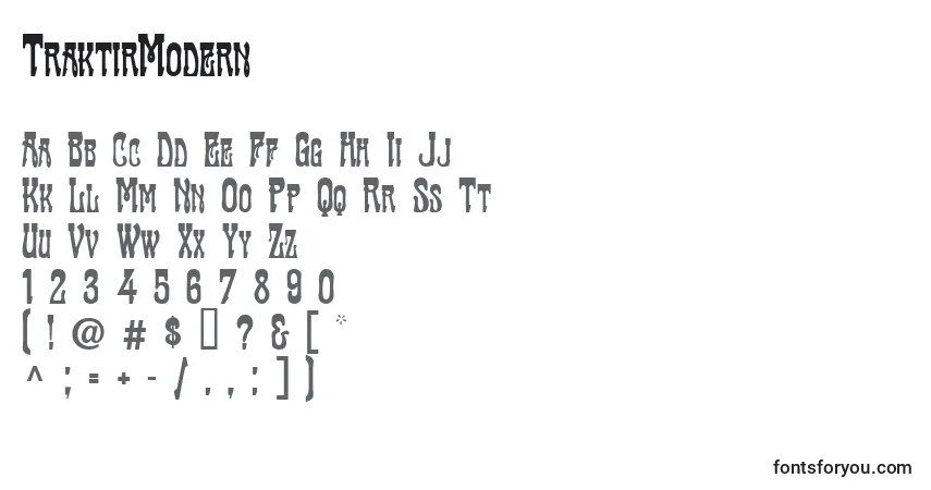 Шрифт TraktirModern – алфавит, цифры, специальные символы
