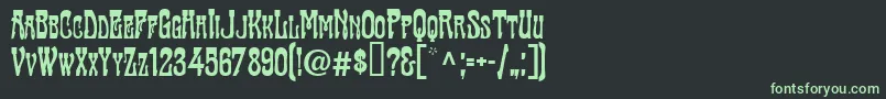 TraktirModern-fontti – vihreät fontit mustalla taustalla