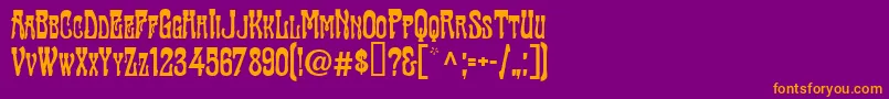 TraktirModern-fontti – oranssit fontit violetilla taustalla