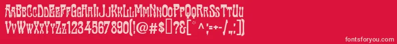 TraktirModern-fontti – vaaleanpunaiset fontit punaisella taustalla