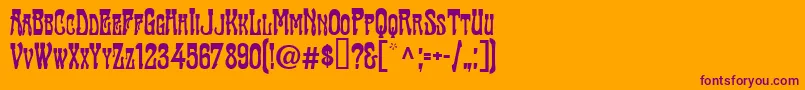 TraktirModern-Schriftart – Violette Schriften auf orangefarbenem Hintergrund