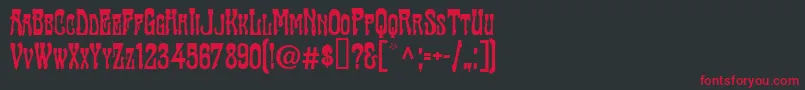 TraktirModern-fontti – punaiset fontit mustalla taustalla