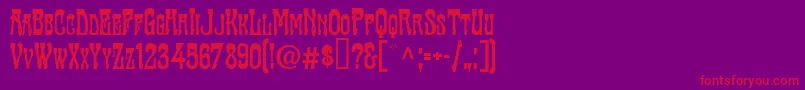 TraktirModern-Schriftart – Rote Schriften auf violettem Hintergrund