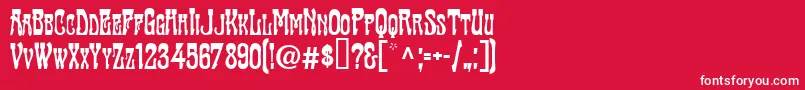 TraktirModern-fontti – valkoiset fontit punaisella taustalla