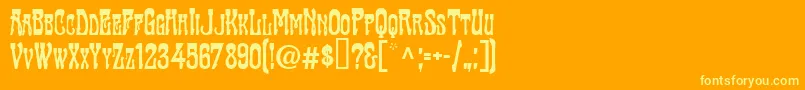 TraktirModern-Schriftart – Gelbe Schriften auf orangefarbenem Hintergrund