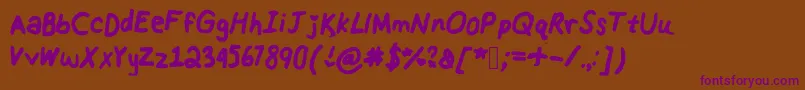 Rainbowslollipops-Schriftart – Violette Schriften auf braunem Hintergrund