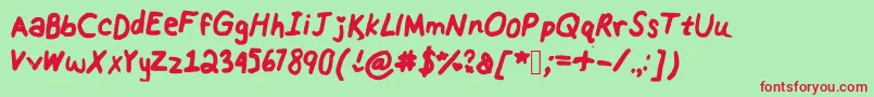 Rainbowslollipops-Schriftart – Rote Schriften auf grünem Hintergrund