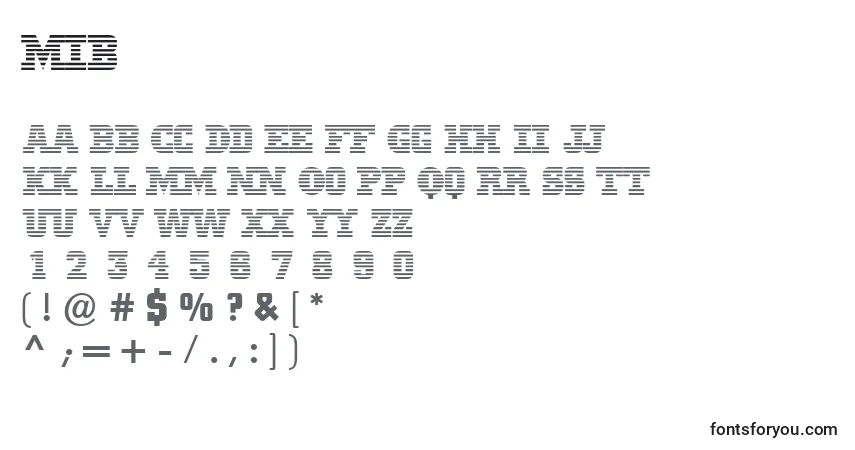 Schriftart Mib – Alphabet, Zahlen, spezielle Symbole
