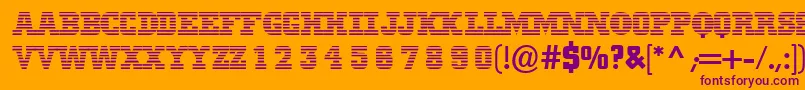 Mib-Schriftart – Violette Schriften auf orangefarbenem Hintergrund
