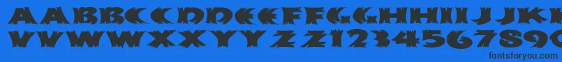 Haystackmf-Schriftart – Schwarze Schriften auf blauem Hintergrund