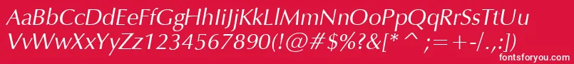 フォントVeraHumana95Italic – 赤い背景に白い文字