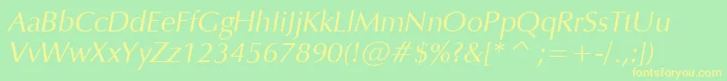 VeraHumana95Italic Font – Yellow Fonts on Green Background