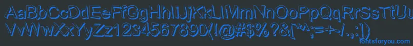 WobblyShadow-Schriftart – Blaue Schriften auf schwarzem Hintergrund