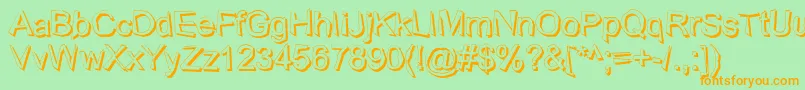 WobblyShadow-Schriftart – Orangefarbene Schriften auf grünem Hintergrund