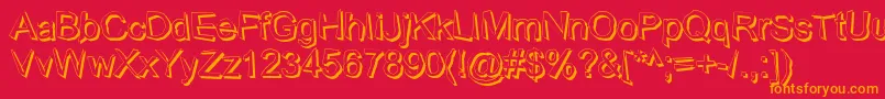 フォントWobblyShadow – 赤い背景にオレンジの文字