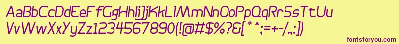 BogotanaLightItalic Font – Purple Fonts on Yellow Background