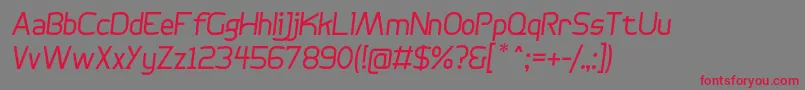 BogotanaLightItalic Font – Red Fonts on Gray Background