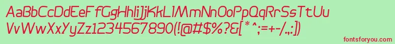 BogotanaLightItalic Font – Red Fonts on Green Background