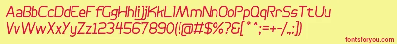 BogotanaLightItalic Font – Red Fonts on Yellow Background