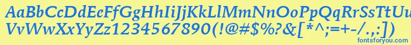ItcMendozaRomanLtMediumItalic Font – Blue Fonts on Yellow Background