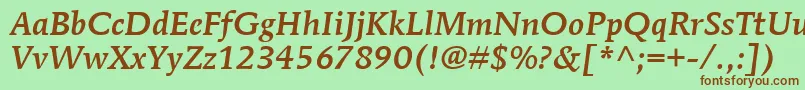 ItcMendozaRomanLtMediumItalic Font – Brown Fonts on Green Background