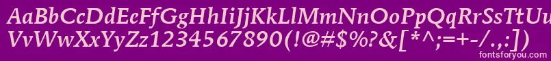 ItcMendozaRomanLtMediumItalic Font – Pink Fonts on Purple Background