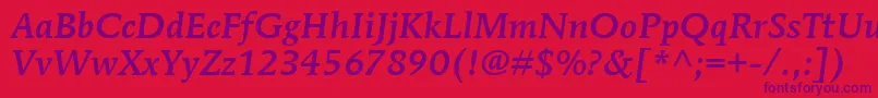 ItcMendozaRomanLtMediumItalic Font – Purple Fonts on Red Background