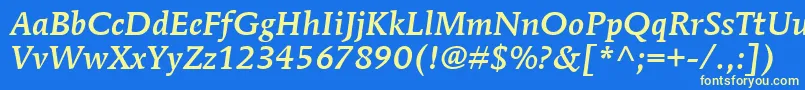 ItcMendozaRomanLtMediumItalic Font – Yellow Fonts on Blue Background