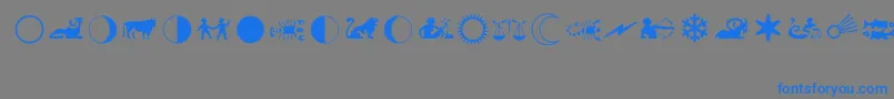 AlmanacMt-Schriftart – Blaue Schriften auf grauem Hintergrund