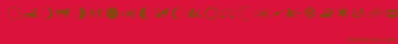 AlmanacMt-Schriftart – Braune Schriften auf rotem Hintergrund