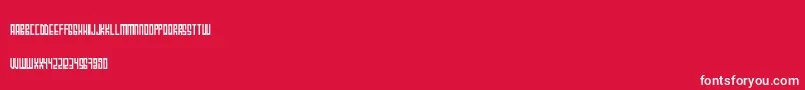 Fonte UzbekNeueLuxation – fontes brancas em um fundo vermelho