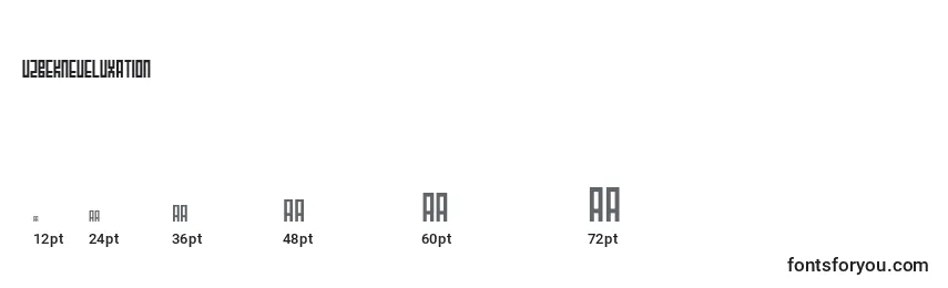 Größen der Schriftart UzbekNeueLuxation