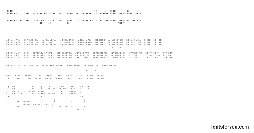 Шрифт LinotypePunktLight – алфавит, цифры, специальные символы