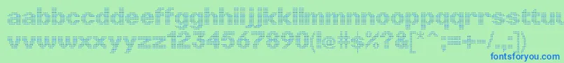 LinotypePunktLight-Schriftart – Blaue Schriften auf grünem Hintergrund