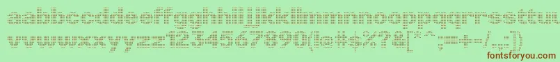 Fonte LinotypePunktLight – fontes marrons em um fundo verde