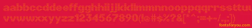 LinotypePunktLight-Schriftart – Orangefarbene Schriften auf rotem Hintergrund