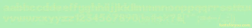 フォントLinotypePunktLight – 黄色の文字が緑の背景にあります
