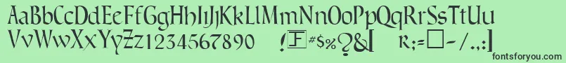 フォントGreenowicNarrow – 緑の背景に黒い文字