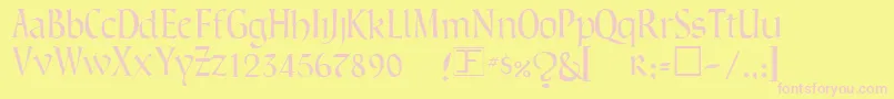 GreenowicNarrow-fontti – vaaleanpunaiset fontit keltaisella taustalla
