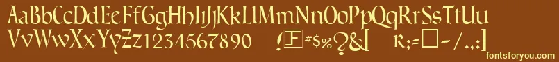GreenowicNarrow-fontti – keltaiset fontit ruskealla taustalla