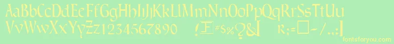 GreenowicNarrow Font – Yellow Fonts on Green Background