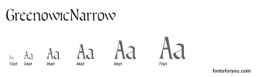 Größen der Schriftart GreenowicNarrow