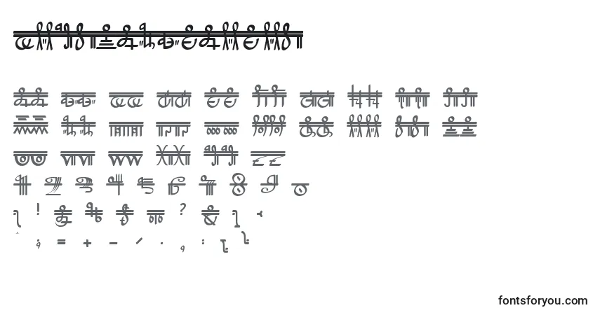 A fonte CrystalBearers (115412) – alfabeto, números, caracteres especiais
