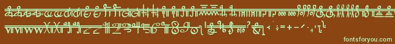 フォントCrystalBearers – 緑色の文字が茶色の背景にあります。