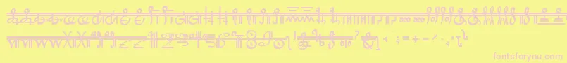 CrystalBearers-Schriftart – Rosa Schriften auf gelbem Hintergrund