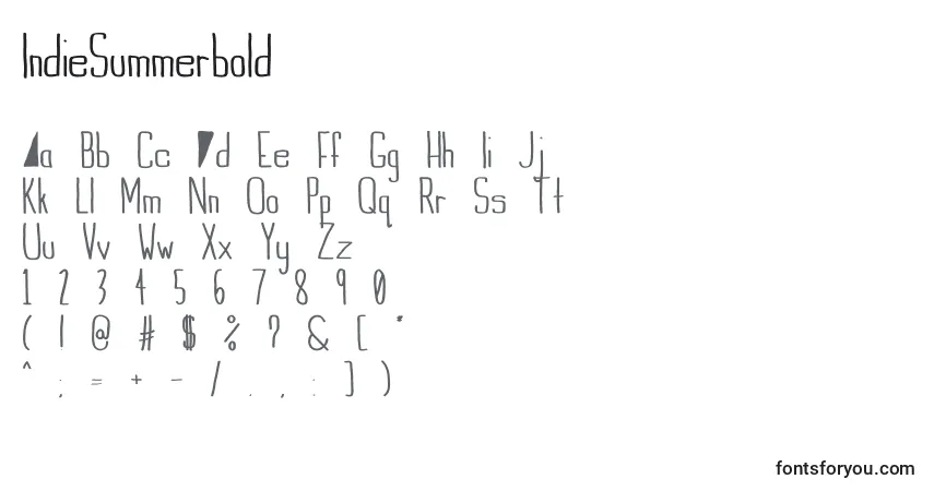 A fonte IndieSummerbold – alfabeto, números, caracteres especiais