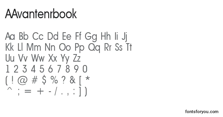 Fuente AAvantenrbook - alfabeto, números, caracteres especiales