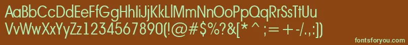 フォントAAvantenrbook – 緑色の文字が茶色の背景にあります。